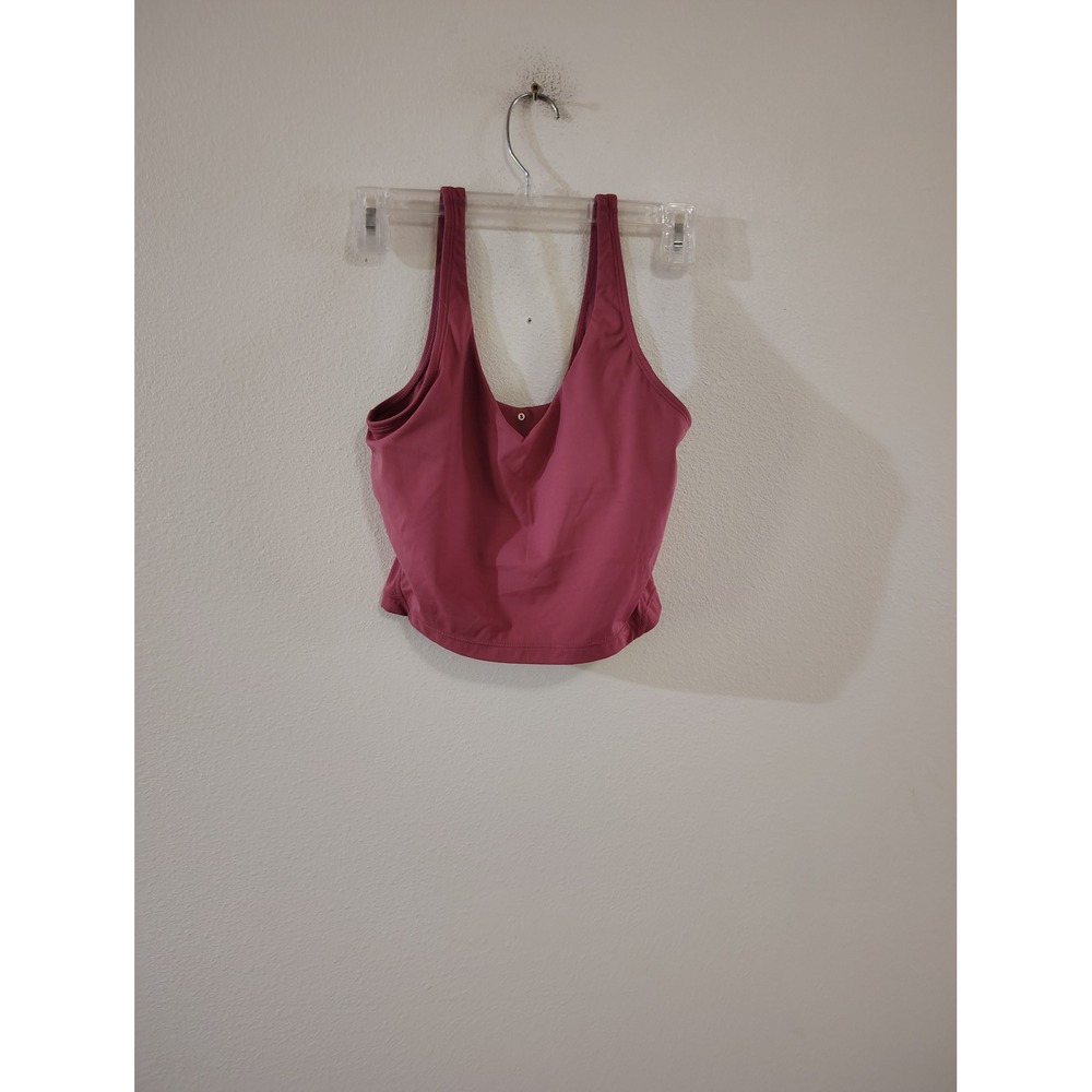 Women Athletic Crop Top Tank Built in Bra Rose Pink Yoga Gym Shirt Size 6